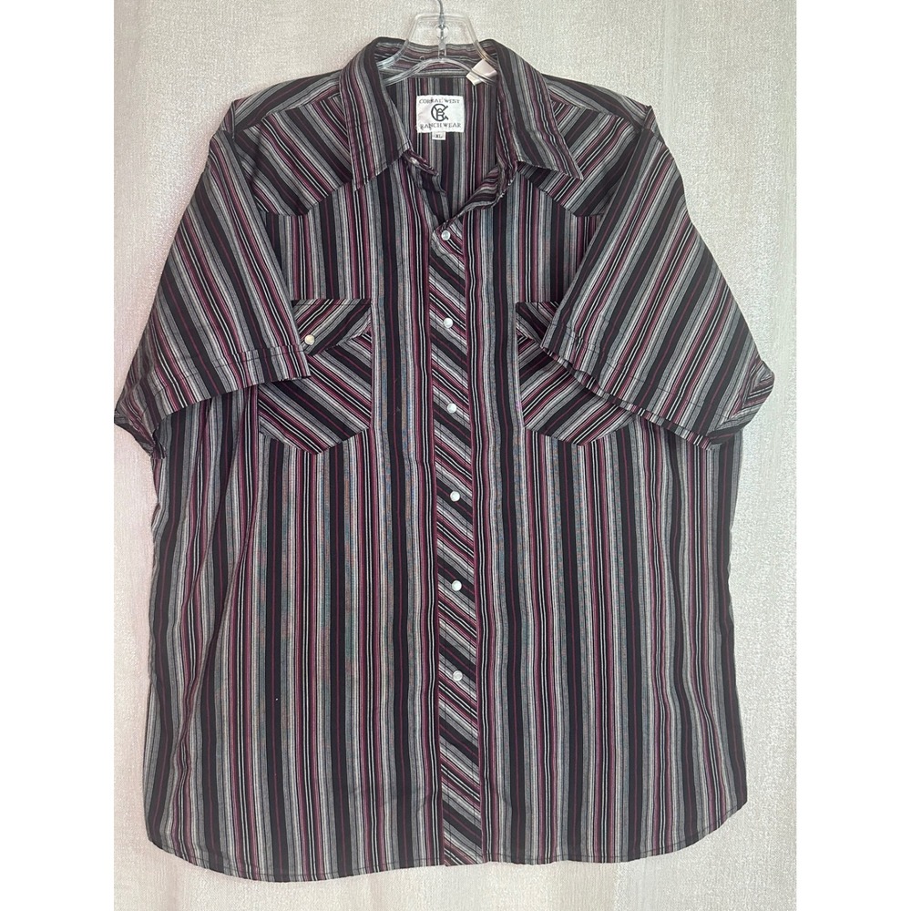 Corral West Ranch Wear Western Shirt Striped Short Sleeve XL